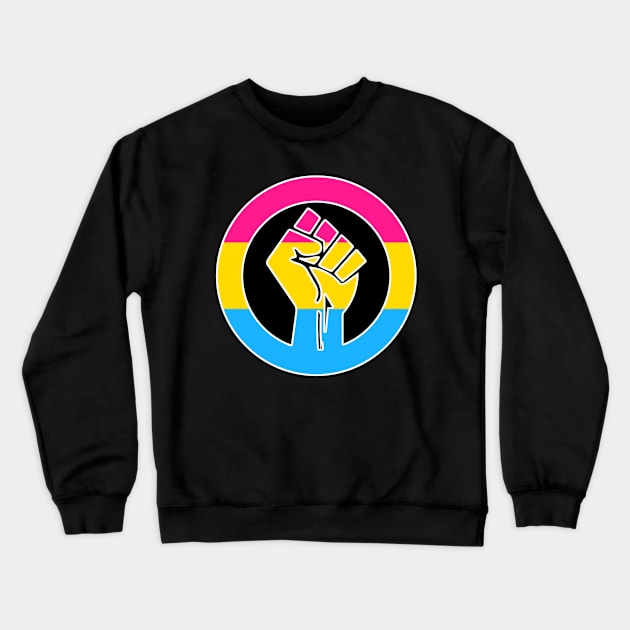 Black Lives Matter Fist Circled LGBTQ Flag Pansexual Crewneck Sweatshirt by aaallsmiles